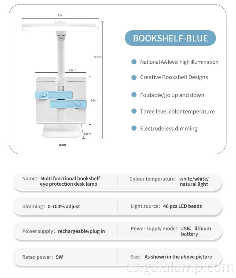 Lámpara de escritorio LED recargable que cuida los ojos Eye-caring Rechargeable LED Desk Lamp